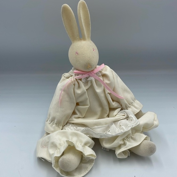 Department 56 Other - Department 56 Bunny O'Hare 7" Cream White Dress Pink Tie Sitting Felt rabbit